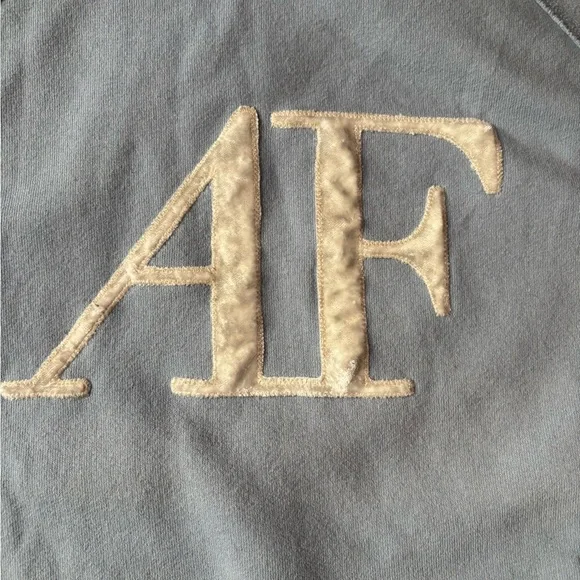 Abercrombie & Fitch Blue Velour Logo Sweatshirt Crewneck w/Velour Stripes Y2K M - Picture 3 of 9